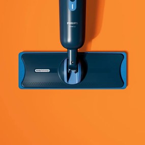 Mop electric Philips OneUp 3000 XV3101/01, 50 min, 50 m², 312/270 ml, cap rotativ la 360°, indicator LED, încărcare USB-C, albastru
