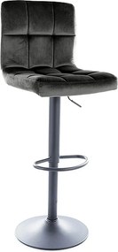 Scaun bar C105, negru - Bluvel 19, stofa catifelata/metal, 42x39x96/11