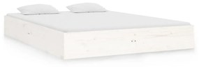 833017 vidaXL Cadru de pat mic dublu 4FT, alb, 120x190 cm, lemn masiv