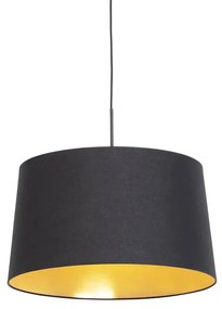 Lampă suspendată cu abajur din bumbac negru și auriu 50 cm - Combi