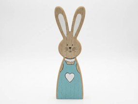 Iepuras din lemn LAPINA XL cu haine colorate, 18 cm Culoare: Albastru