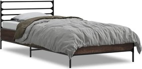 vidaXL Cadru de pat, stejar maro, 100x200 cm, lemn prelucrat și metal