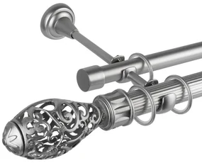Galerie metalica dubla bara zimtata Toledo 25/19, metal, argintiu - 300 cm