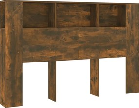 vidaXL Tăblie de pat cu dulap, stejar afumat, 160x18,5x104,5 cm