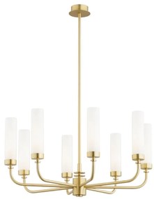 Candelabru 8 brate, alama periata, sticla alb mat PRESTON 5081
