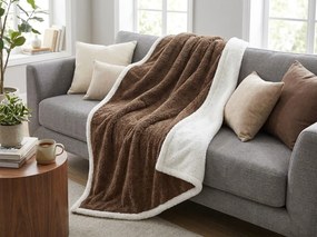 Patura FURINA, imitatie de miel, maro Dimensiuni: 200 x 220 cm