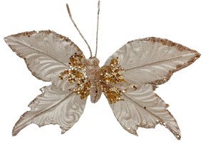 Ornament brad Fluture Joy 27cm, Roz Champagne