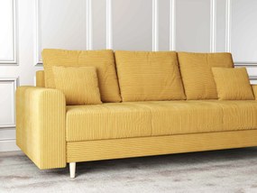 Canapea extensibilă dumonde cu ladă de depozitare si sezut confortabil din spuma high-density, Kronos Zoom Mustar 210x100 cm