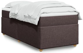 vidaXL Pat box spring cu saltea, maro închis, 90x200 cm, textil