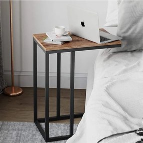 Masuta laterala GLINT cu decor de nuc, neagra