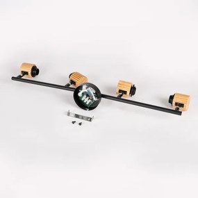 Brilagi - Plafonieră cu spoturi BASKLITE 4xE27/15W/230V lemn de cauciuc/negru