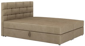 Pat matrimonial Boxspring 140x200 cm Waller Comfort (maro deschis) (cu somieră și saltea). 1056371