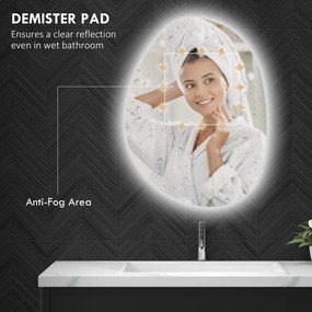 HOMCOM Oglindă de Baie LED cu Comutator Tactil Inteligent și  Intensitate Reglabilă, 80x5x60 cm, Argintiu | Aosom Romania