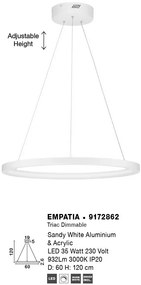 Lustra LED dimabila design circular EMPATIA D-60cm