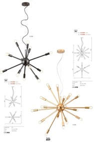 Redo 01-2934 - Candelabru suspendat pe cablu STELLAR, 12x E14, max. 25W/bec, 230V, negru