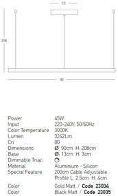 Lustra LED dimabila design modern Cirrcle D-90cm auriu