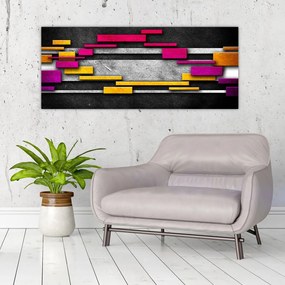 Tablou - Abstrac colorat, fundal negru (120x50 cm)