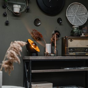 Lampă de masă industrială neagră cu interior auriu - Magna Eglip