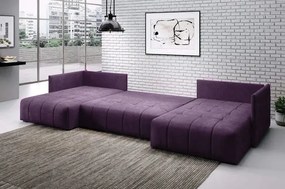 Colțar extensibil dumonde cu ladă de depozitare si sezut confortabil din spuma high-density, Malta U Enjoy Lila 340x185 cm
