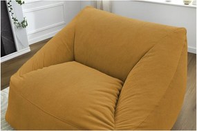 Fotoliu bean bag galben cu tapițerie din catifea reiată Lilibet – Bobochic Paris
