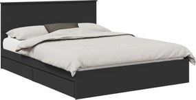 vidaXL Pat cu storage cu headboard Negru 150 x 200 cm Lemn compozit