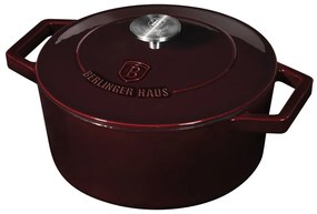 Oală din fontă 24 cm cu capac, 4.35 L Berlinger Haus BH 6497, Burgundy Line, compatibilă cuptor/inducție