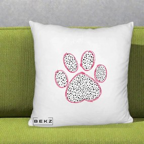 Perna Personalizata Labuta Dalmatian Roz Neon, 40x40 cm, Alb Pufos, Husa Detasabila, Perna Inclusa, BEKZ®
