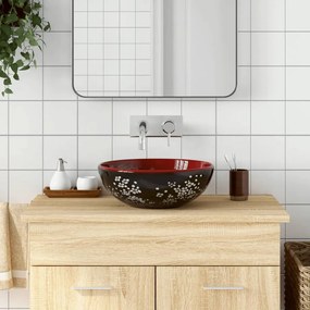 Lavoar de blat, negru si rosu, rotund, Φ41x14 cm, ceramica