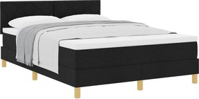 vidaXL Pat cu arcuri cu saltea Negru 160 x 200 cm țesătură