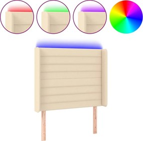 vidaXL Tăblie de pat cu LED, crem, 83x16x118/128 cm, textil