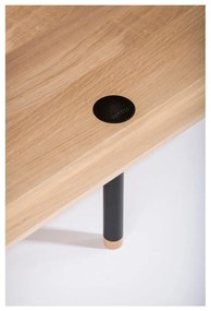 Comodă TV neagră/în culoare naturală din lemn de stejar 180x64 cm Fina – Gazzda