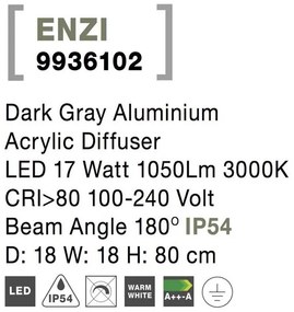 Stalp LED modern pentru iluminat exterior IP54 ENZI H-80cm