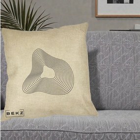 Perna Decorativa Abstract Linii Organice, 40x40 cm, Crem, Husa Detasabila, Perna Inclusa, BEKZ®