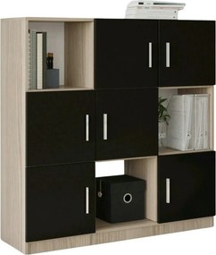 Comoda inalta VO7 - OB, negru/stejar, PAL melaminat, 120x38x122 cm