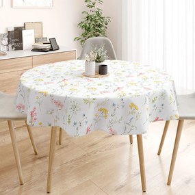 Goldea față de masă 100% bumbac deluxe - primăvară înflorită - rotundă Ø 140 cm