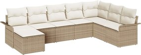 vidaXL Set de canapele pentru grădină cu pernă 8 pcs Bej Rattan poli