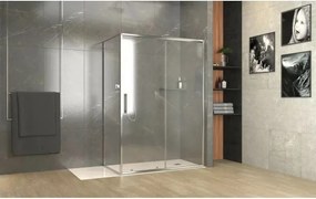 Cabina de dus dreptunghiulara Inter Ceramic cu usa glisanta 140x80 cm crom lucios - transparent