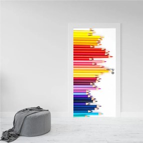 Autocolant decorativ pentru Usa - Creioane colorate