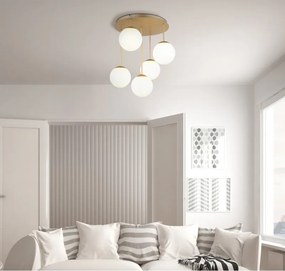 Lustra aplicata moderna HARMON 5L sampanie/alb