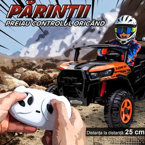 AIYAPLAY Mașinuță Electrică pentru Copii 3-8 Ani 24V cu 2 Locuri, Dublu Motor, Telecomandă și Pornire Lentă, Portocaliu | Aosom Romania