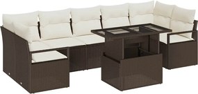 vidaXL Set de canapele pentru grădină 8 pcs Maro Rattan poli