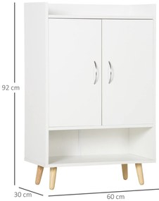 Dulap Pantofar Economie de spatiu din Lemn Alb cu Compartiment deschis, Dulap Pantofar Design pentru Intrare, 60x30x92cm HOMCOM | Aosom RO