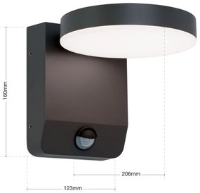Aplica LED de exterior cu senzor de miscare IP54 HENDRYK antracit