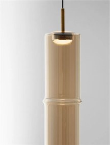 Pendul LED modern, Metal, Sticla, Cognac, SANO
