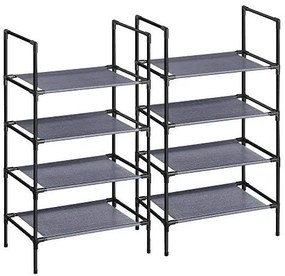 Set 2 suporturi pantofi, metal / textil, gri, Songmics