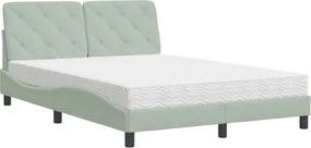 vidaXL Pat cu saltea, gri deschis, 140x200 cm, catifea