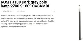 Stalp LED iluminat exterior simetric 180º IP65 RUSH 310cm 2700K CASAMBI