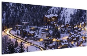 Tablou - orășelul montan iarna (120x50 cm)