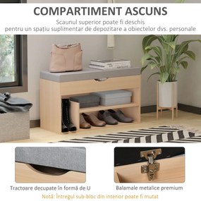 Banca din lemn pentru pantofi, 80x30x48cm HOMCOM | Aosom Romania