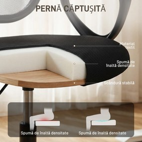 HOMCOM Scaun de Birou Ergonomic Rotativ din Plasă Respirabilă, cu Suport pentru Picioare și Înălțime Reglabilă, Negru | Aosom Romania